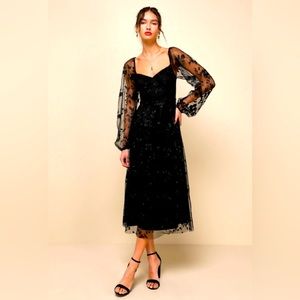 Darling Charisma Black Mesh
Embroidered Midi Dress Size M - NWT